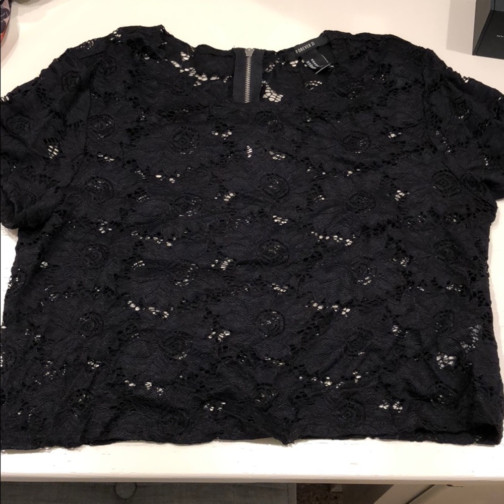 Barely worn zipper back lace top